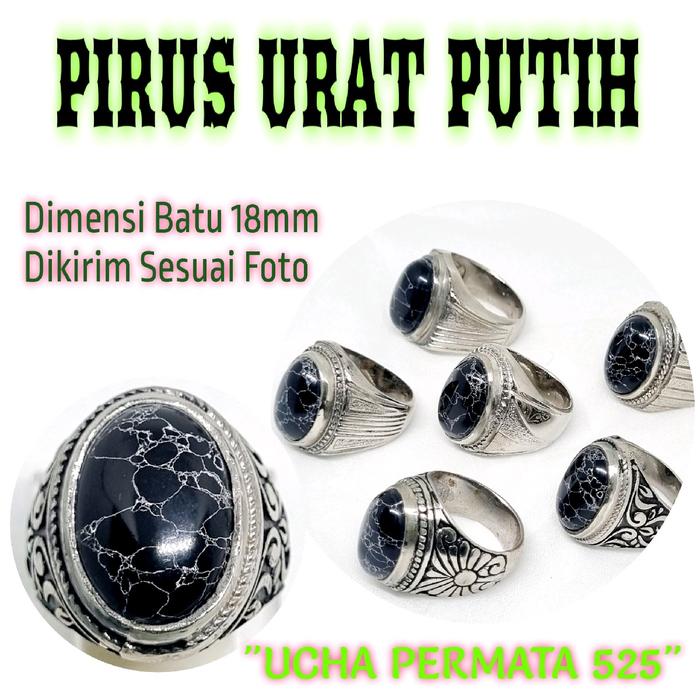 Cincin batu pirus HITAM URAT PUTIH / pirus ceplok kuro / pirus persia hitam Rings