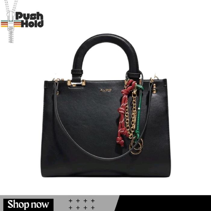 ALDO Handbag Satchel ALMARISA Tas Tangan Wanita Original Hitam dengan Rantai Warna-warni dan Desain 