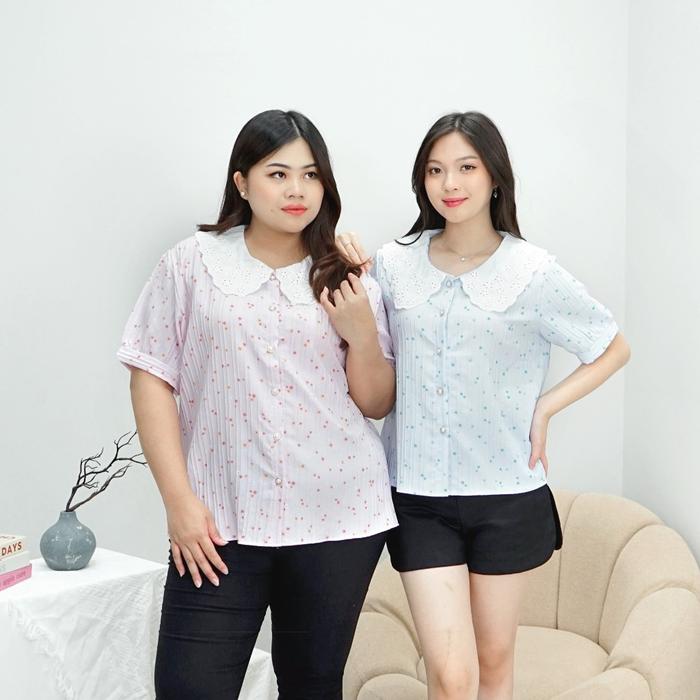 Nuboutique - Laine Top - Blouse Atasan Wanita Summer Bunga Kerah Collar Korea Style Baju Bangkok