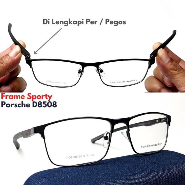 Tergacor Frame Kacamata Pria Sporty Minus Titanium Porsche Design PD8508 Premium Lensa Normal Minus 