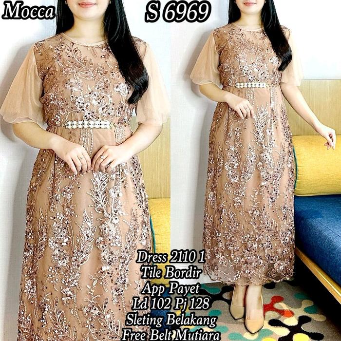 Longdress Brukat Duyung maron Casual Merah Wanita Natal Pesta Panjang Baju Dewasa Gaun Maroon dress 