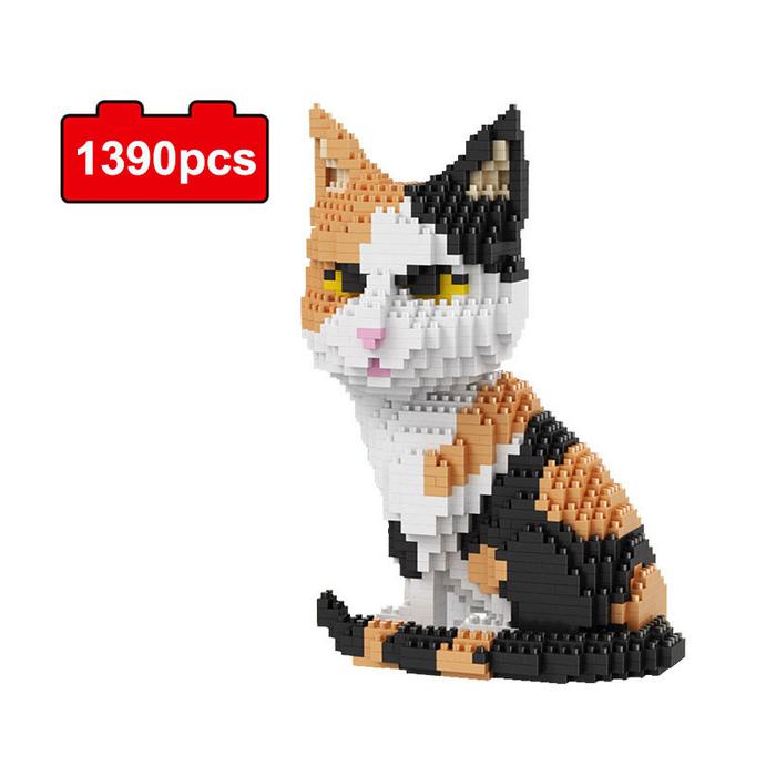 Cute Cartoon Cat Mini Micro Building Blocks Educational Toys Black
