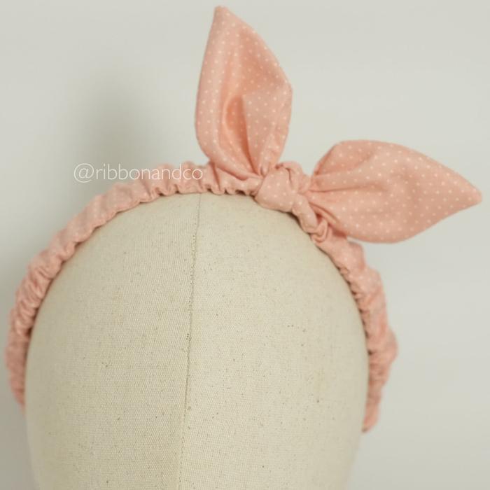 Bunny Wrinkle Band Peach Dots / Pita Dewasa / Ribbonandco