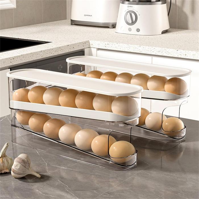 Egg Storage Box Automatic Scrolling Egg Holder Household Large Capacity Kitchen Dedicated Roll Off E