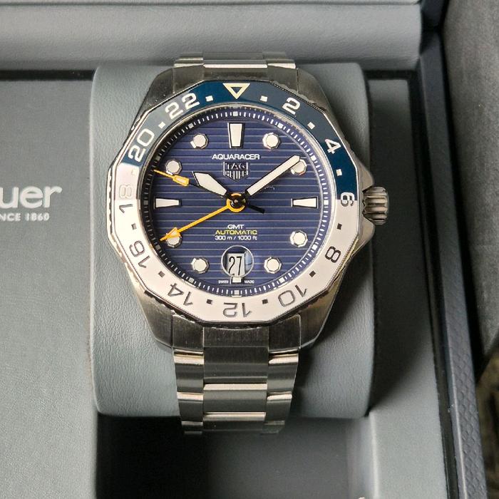 tag heuer aquaracer calibre 7 gmt smurf