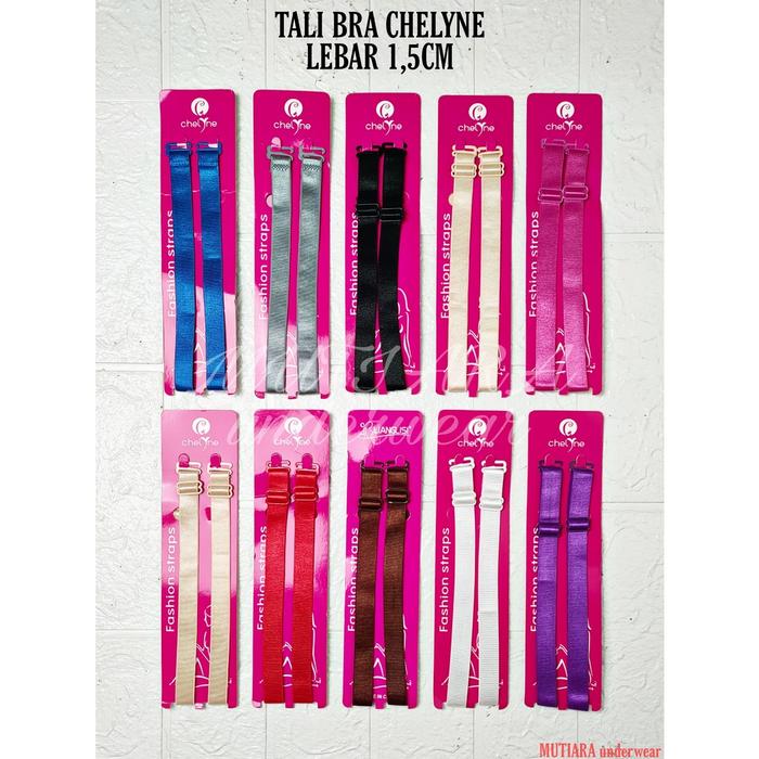 Tali Bra Lebar 2cm Chelyne Warna Dan Bening Bahan Kain Dan Plastik/Tali Bra Lebar Chelyne