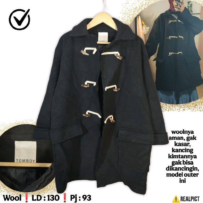 TOMBOY Outer Wool Kimtan Size XL XXL Unisex Jumbo Cowok Cewek Kancing Tanduk Premium woll Tebal Jack
