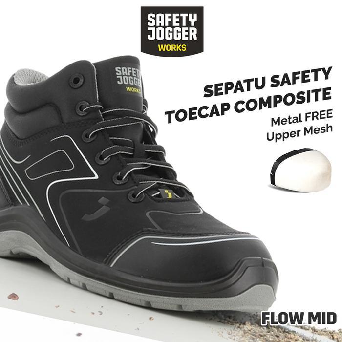 Ada Safety Jogger Works Flow S3 Mid Sepatu Septi Proyek Pabrik Sporty Metal Free ESD Sport Kerja Boo