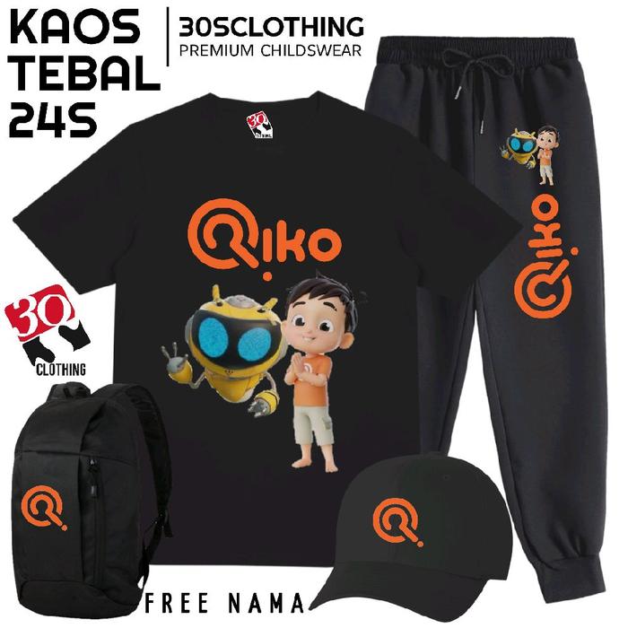 Setelan Anak Riko The Series Kaos Tebal Katun 24S dan Jogger Bonus Topi dan Tas Free Nama