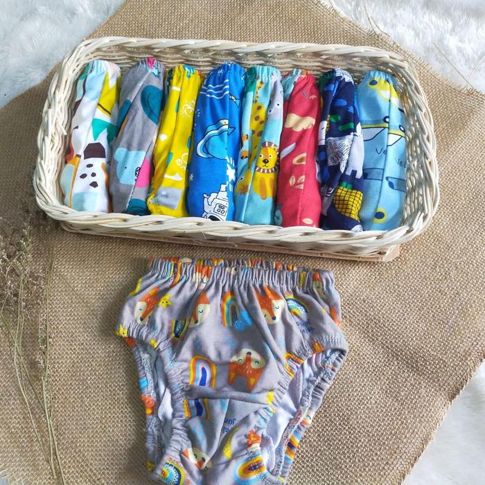 12 pcs Celana dalam anak laki-laki dan perempuan usia 1-5th kemasan pouch Motif Fashion pakaian dala