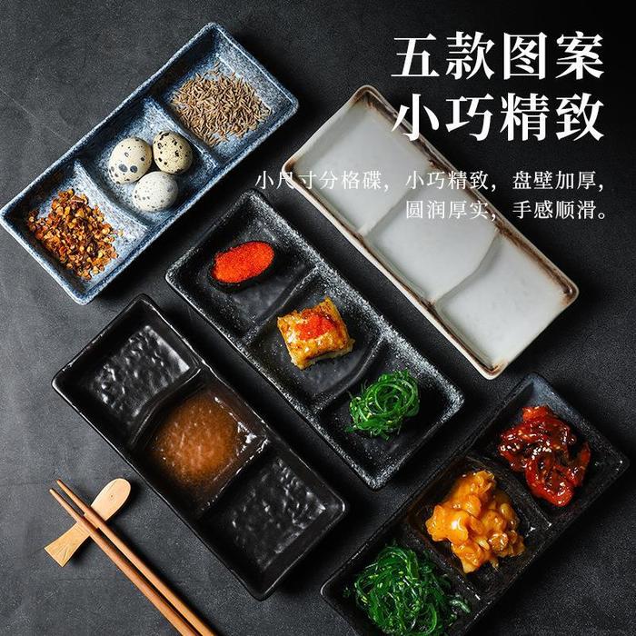 Piring saus persegi keramik gaya Jepang piring Sushi penyedap piring