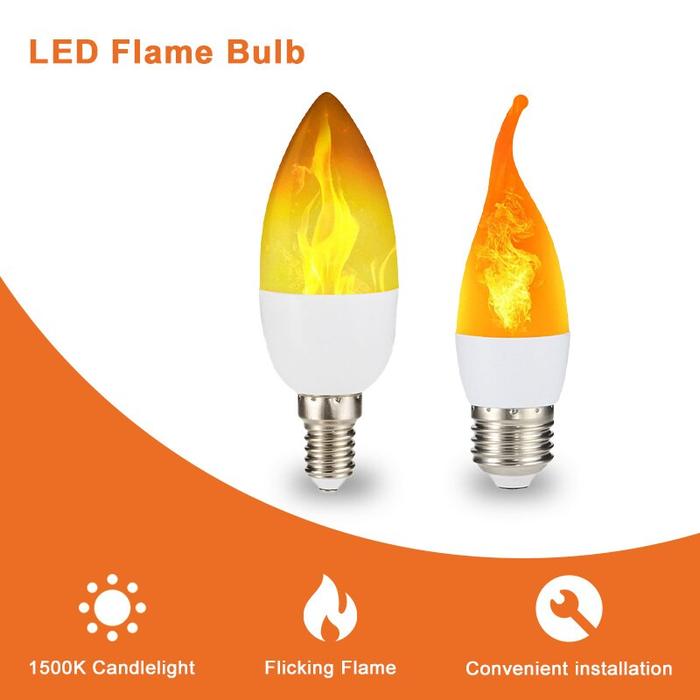 E14/E27 LED Flame Light Bulbs 4 Modes Party LED Flame Effect Light