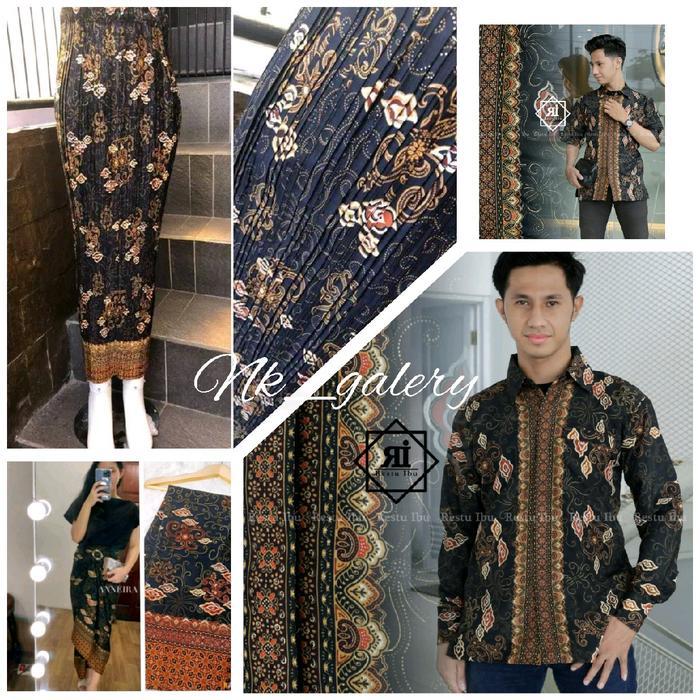 Couple Batik Keluarga Modern Motif Mega Mendung Baju Kemeja Pria Dewasa Panjang Pendek Rok Lilit Rok