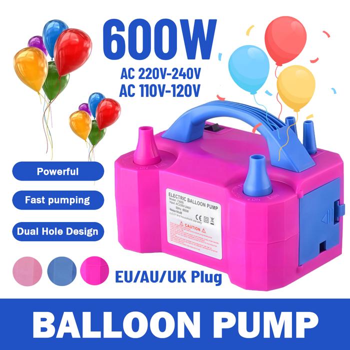 Pompa udara elektrik 600W, lubang ganda pompa balon elektrik tiup