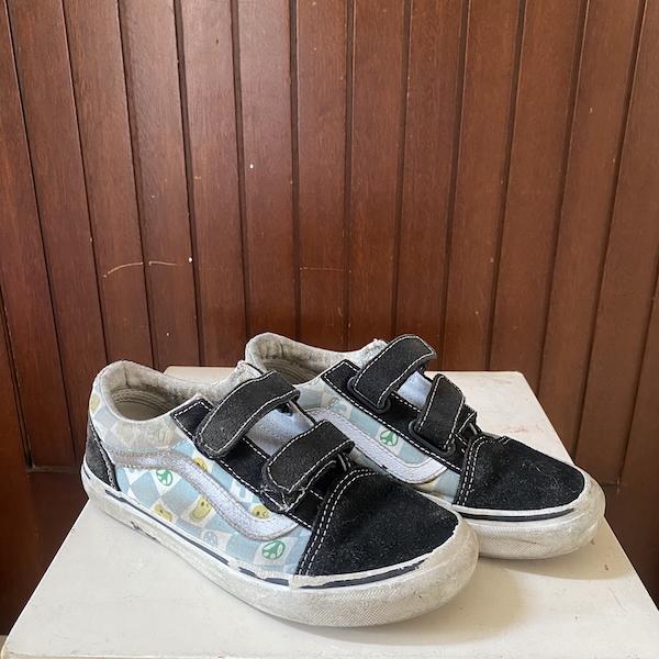 Vans Old Skool V Melted Check Black/Multi - Size 21 cm | Sepatu Anak Kids Casual Original Second Bek