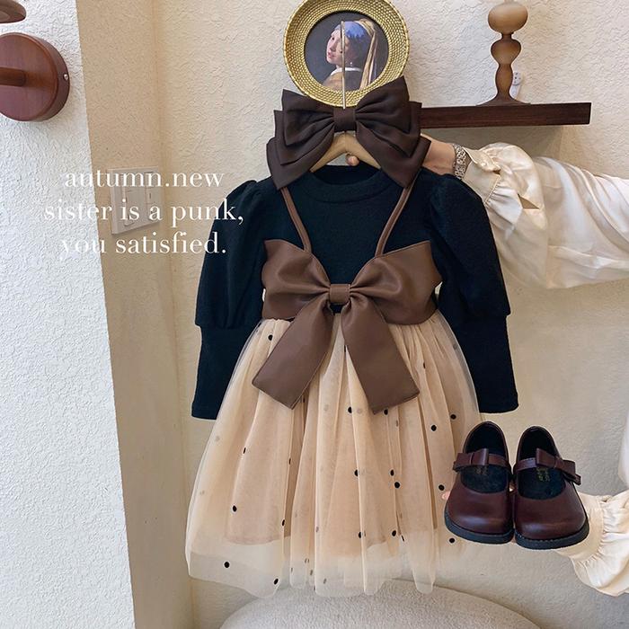 KIYOMI-- Tengah dan Kecil Anak Gadis Xiaoxiangfeng Dress Autumn Dress gaun putri gaya putri lucu G