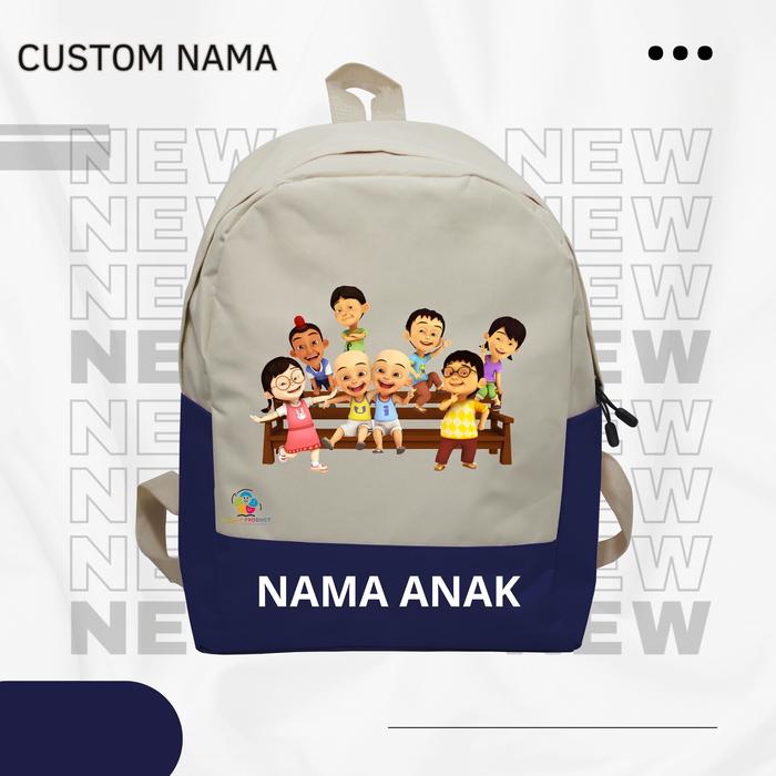 tas ransel Backpack anak karakter upin ipin-gratis nama