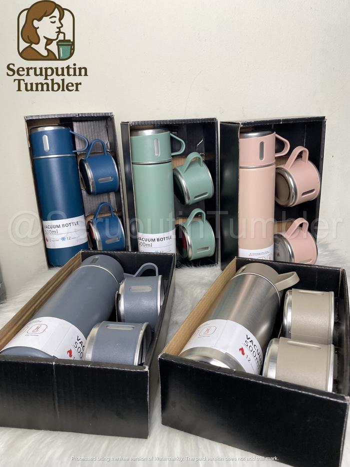 Termos Sultan 500ML Set dengan 2 Cangkir | Tahan 3 jam Panas dan Dingin