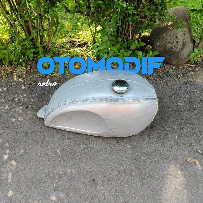 Tangki Motor Custom British Classic Medium Galvanis Stainless
