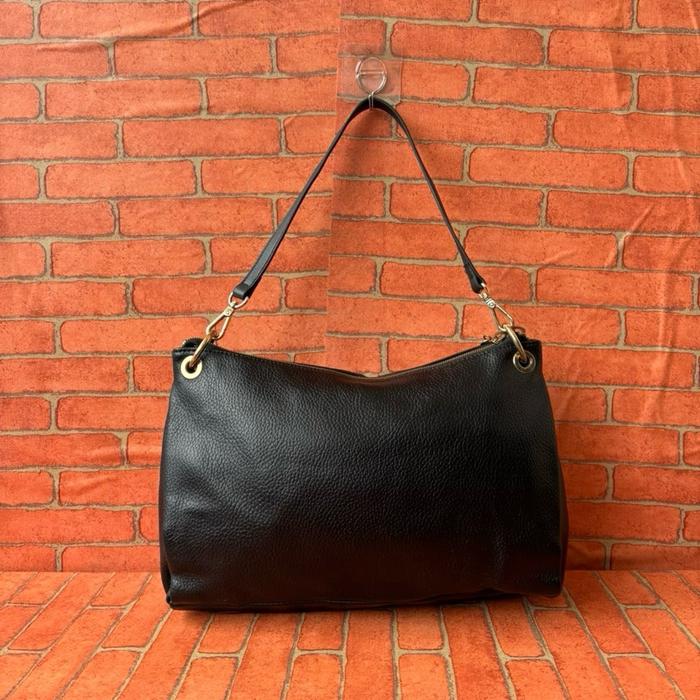 TAS SHOULDER WANITA TERHI POLKKI KULIT ASLI SECOND BRANDED HITAM / TAS TOTE WANITA KULIT ASLI SECOND