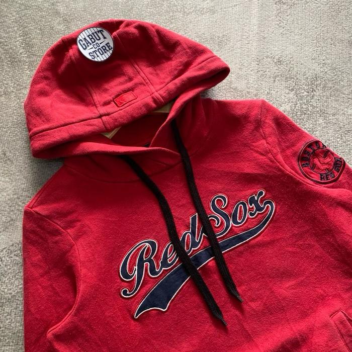 Red Sox Hoodie Pria Bordir - Jaket Hoodie Merah dengan Logo Red Sox untuk Pria
