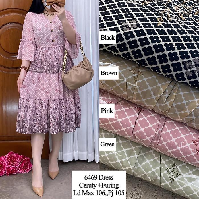 Yulia Midi Dress Kancing Hidup - Dress Ceruty Premium