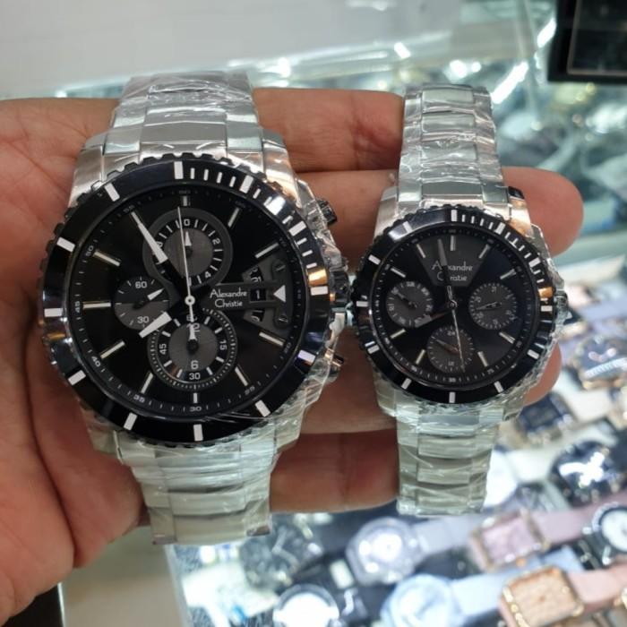 jam tangan pasangan / couple alexander cristie ac6455 silver black