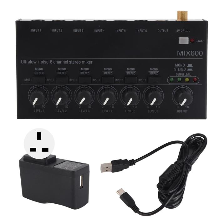 Stereo Line Mixer Sound Mixer 6 Channel for Studio