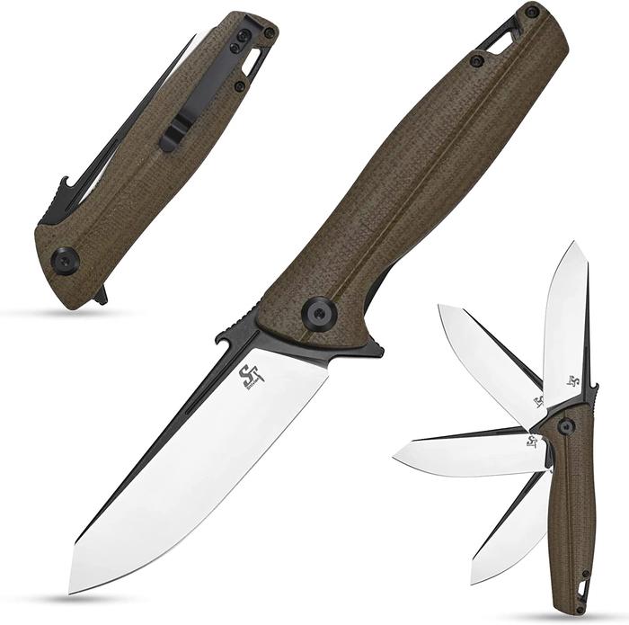 Sitivien ST151 Folding Pocket Knife,D2 Steel Blade ,G10/ Micarta
