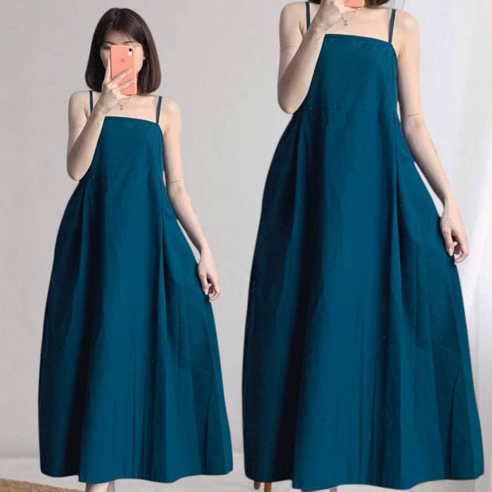 Katun PREMIUM ( Putih ) 622.757.1149.1150 Polyn Maxi Dress Sleeveless Korean Style Casual Minimalis 