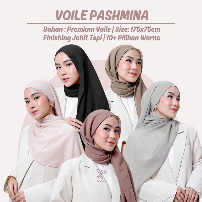 terlaris voile pashmina / pasmina voal katun premium malay 175x75 cm / hijab melayu airflow shawl / 