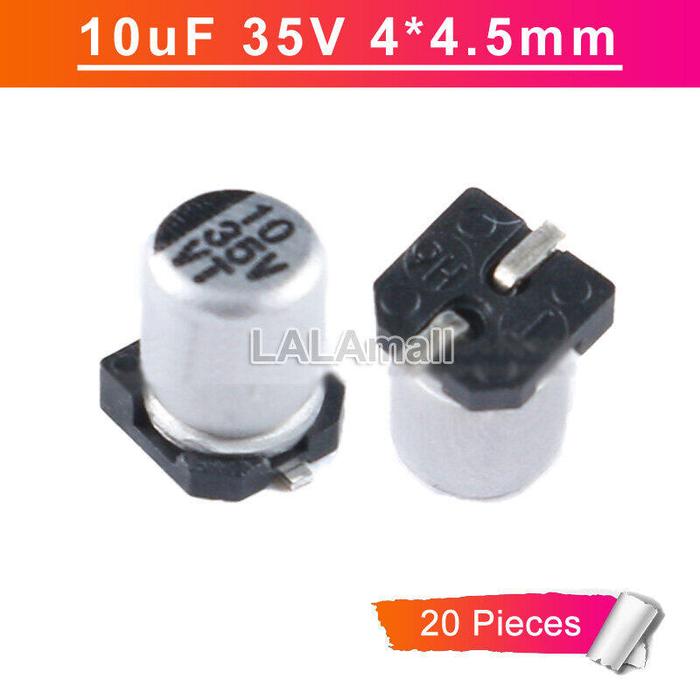 20 Buah SMD Kapasitor Elektrolitik Aluminium 10UF 10 35V 35V10uF