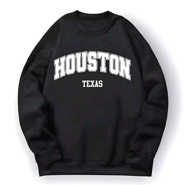 Crewneck Houston Texas Varsity Sweater Fleece Oversize / Baju Hangat Jumper Skena Casual Unisex Untu