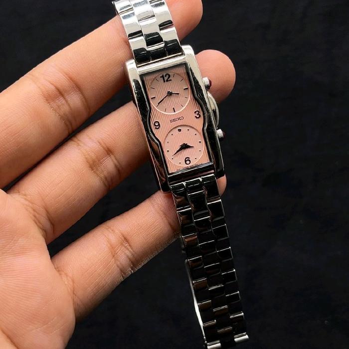 Jam Tangan Vintage Seiko Dual Salmon Time 4N00-6990 Second
