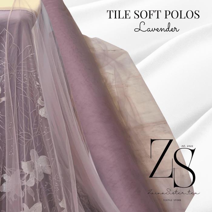 Kain Soft Tile Tulle Halus Polos Warna Soft Lavender Ungu - Lebar 150cm