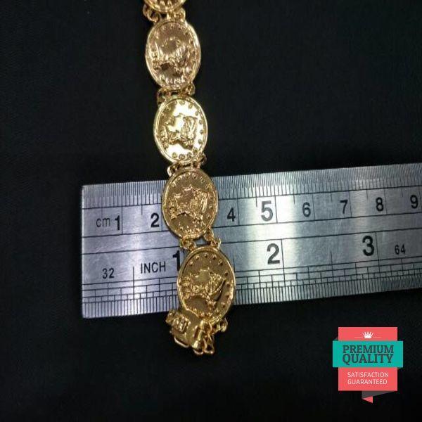 MURAH READY....GELANG EMAS ASLI KADAR 700 MODEL KOIN KUNO KEREN