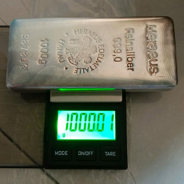 perak batangan Heraeus 1kg fine silver 999