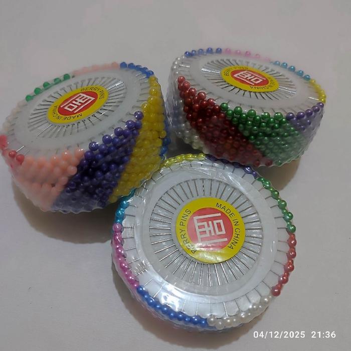 12piring jarum pentul piring bulat hijab  jarum pentul bulat warna