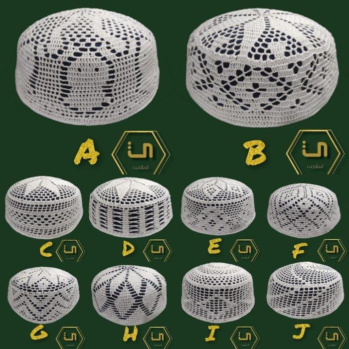 Terbaru Kopiah/Peci Style Tarim Asli Rajutan Tangan (New Motif)