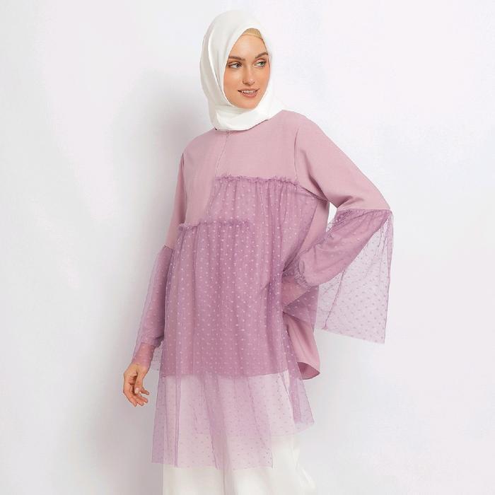 Emikoawa Tunik Tile Dot Busui Friendly / Baju Kondangan Murah Mewah Nyaman Fit Panjang