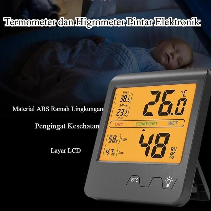 Termometer Hygrometer Digital Akurat Pengukur Suhu Kelembaban Ruangan Tipe Tempel Dinding