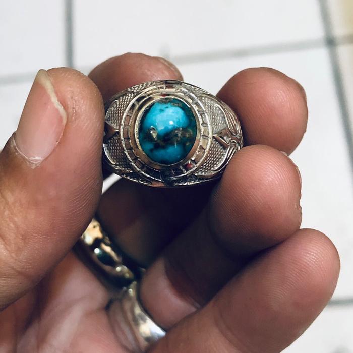Batu Pirus Motif Tupay dim kantoran ring ukuran no 7