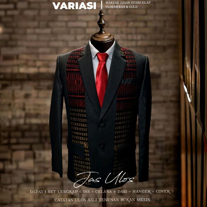 Jas Ulos batak pria Tumtuman Asli Merah & Gold