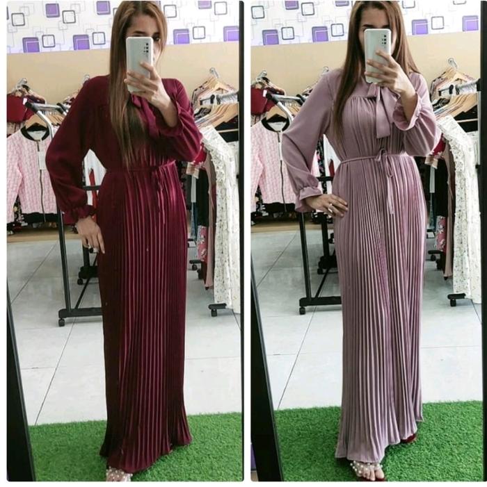 Gamis Plisket BKK, Dress Plisket Polos, Dress Import Premium, Dress LD 100 - 120 CM,Gamis Jumbo, Gam