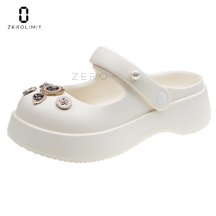 Zerolimit - Sepatu Sandal Wanita Inara Permata Sendal Selop Cewek Tali Stiker Charm Size 36 - 40