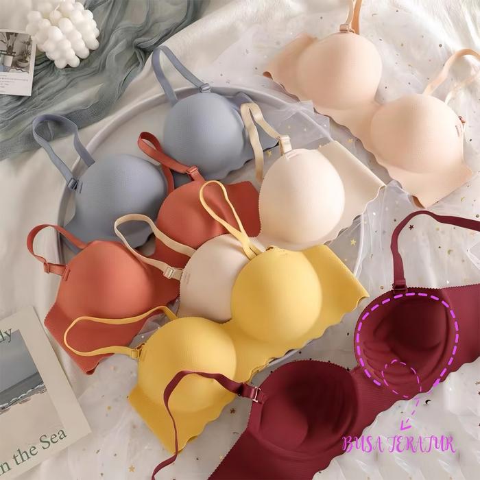( PAKET HEMAT ISI 3 ) Bra Wanita Tanpa Kawat BH Dengan Busa Tebal High Quality PUSH UP BRA CUP B TO