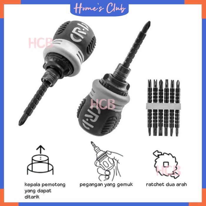 HCB Obeng Set 13In1 Obeng Cebol Bb / Obeng Ketok Screwdriver / Dua Arah Bolak Balik Cebol Mini Multi