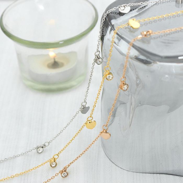 DYRA Kalung Rantai Wanita Titanium Motif Hati Blink Banyak KL0069