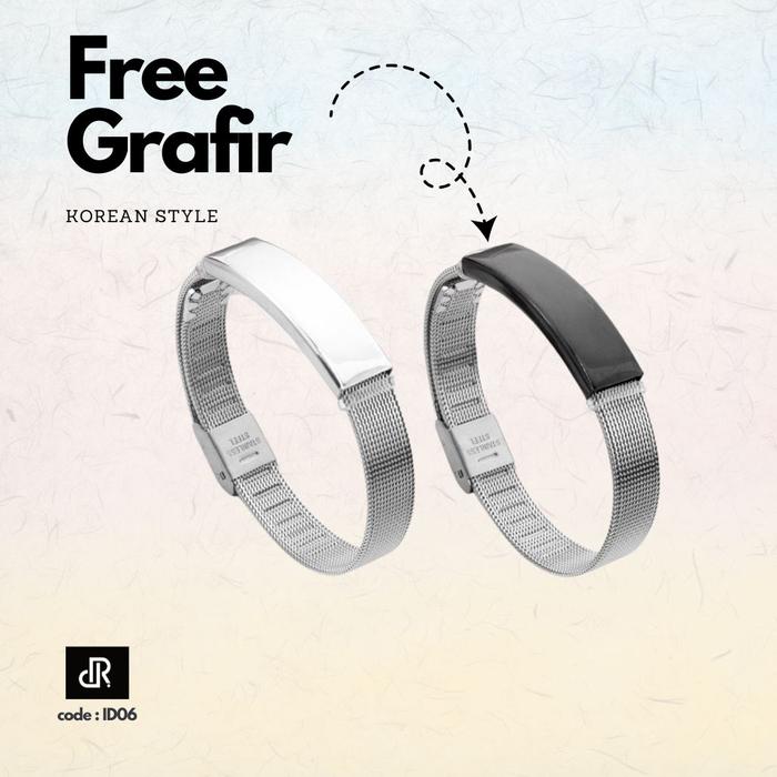 Dotraster【Free Grafir】Gelang Korean Style Custom Nama – Kpop Couple Bracelet Stainless ID06