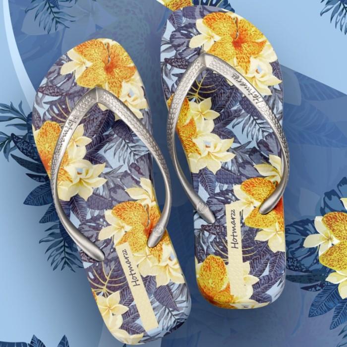Q♪8Q KKV HOTMARZZ SANDAL JEPIT FLIP FLOPS PANTAI WANITA MOTIF FLORAL BUNGA S☛LT